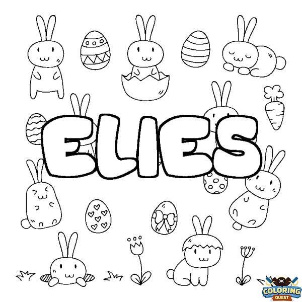 Coloring page first name ELIES - Easter background