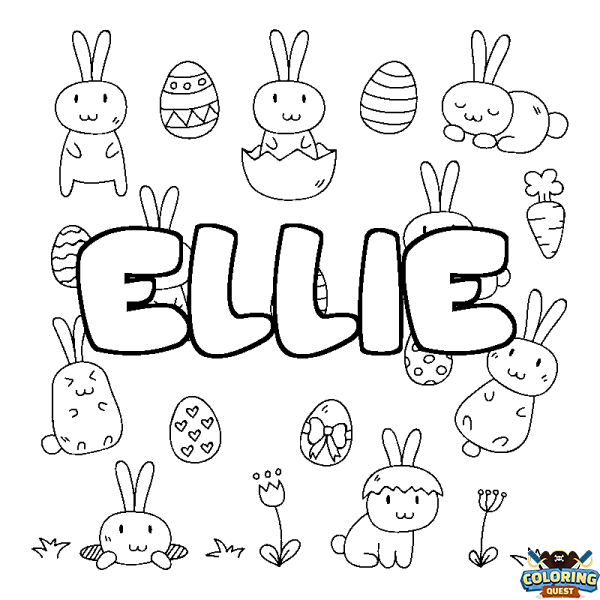 Coloring page first name ELLIE - Easter background