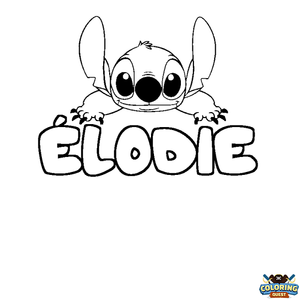 Coloring page first name &Eacute;LODIE - Stitch background