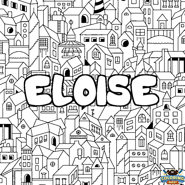 Coloring page first name ELOISE - City background