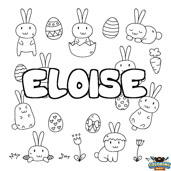 Coloring page first name ELOISE - Easter background