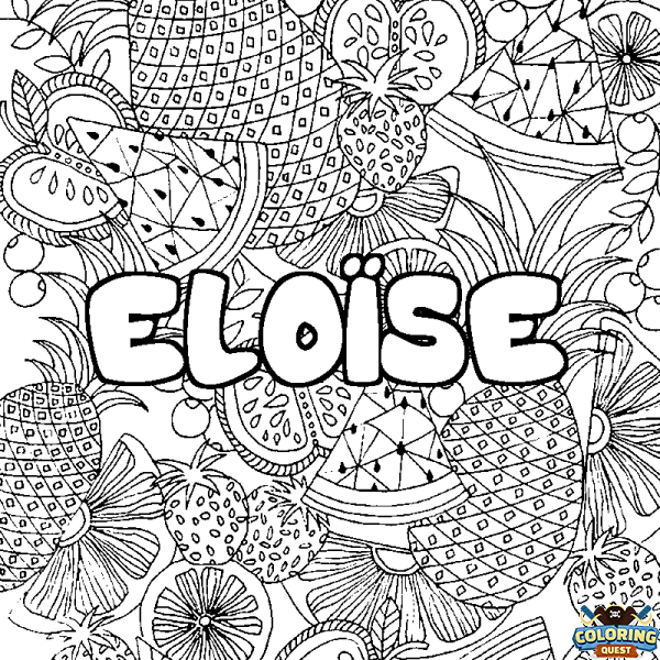 Coloring page first name ELO&Iuml;SE - Fruits mandala background