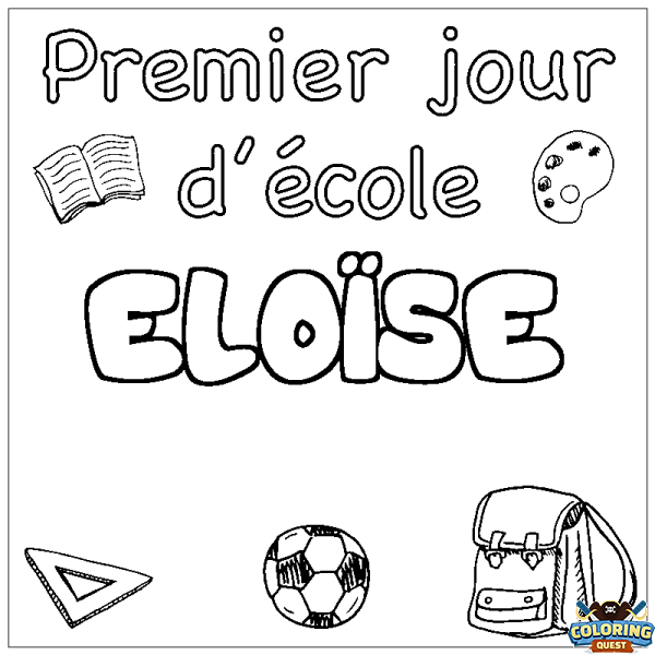 Coloring page first name ELO&Iuml;SE - School First day background