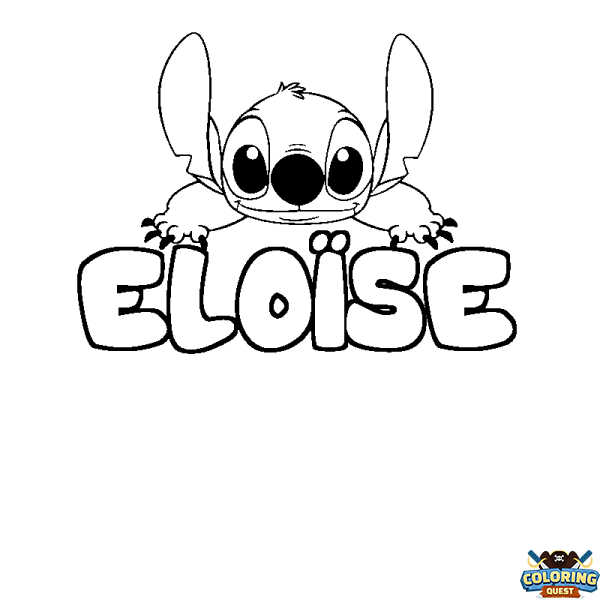 Coloring page first name ELO&Iuml;SE - Stitch background