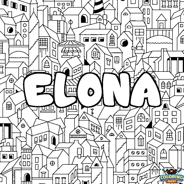 Coloring page first name ELONA - City background