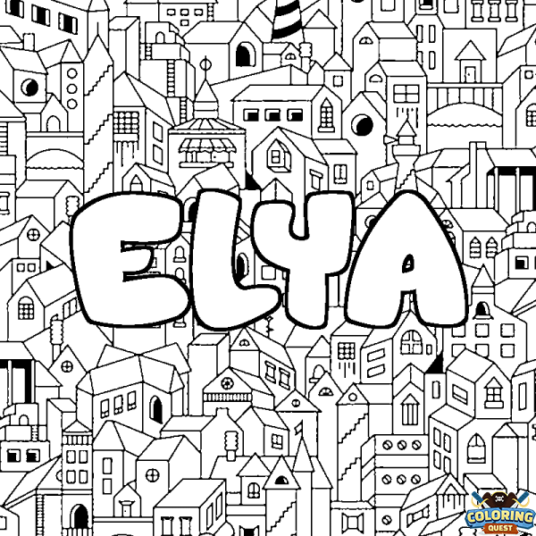 Coloring page first name ELYA - City background