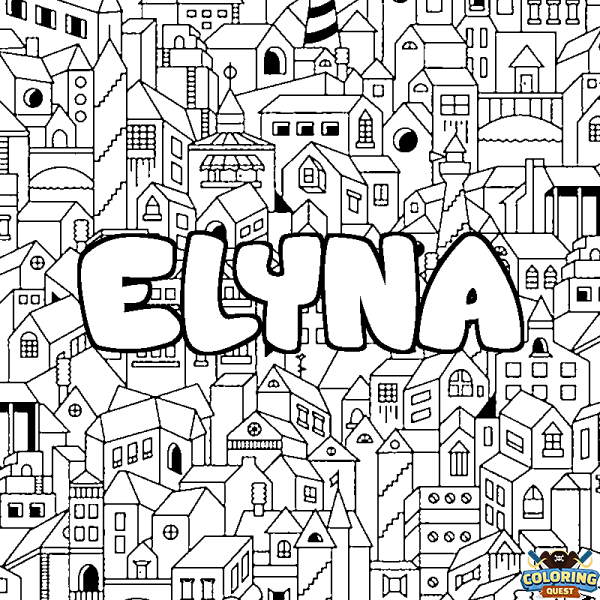 Coloring page first name ELYNA - City background