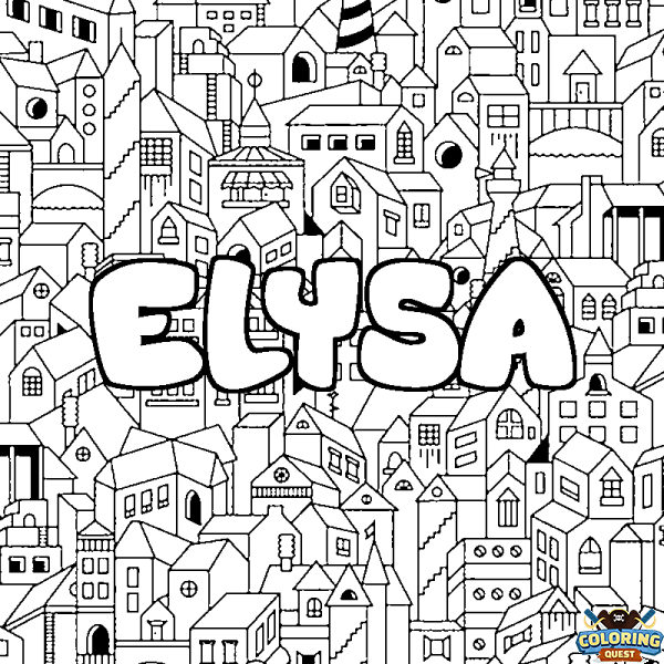 Coloring page first name ELYSA - City background