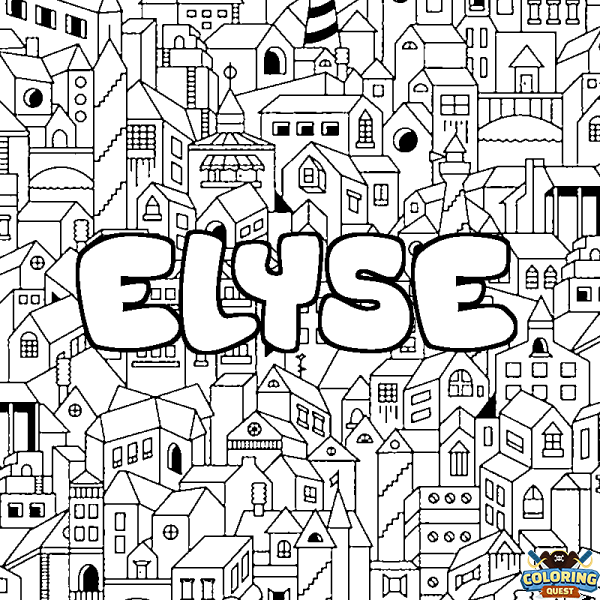 Coloring page first name ELYSE - City background