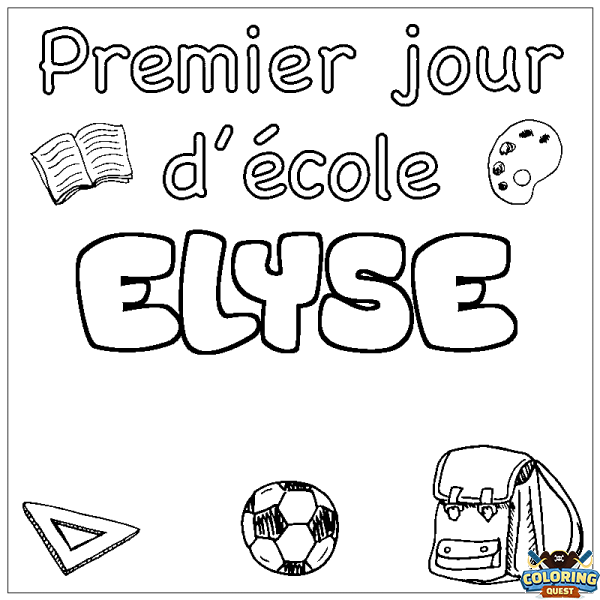 Coloring page first name ELYSE - School First day background