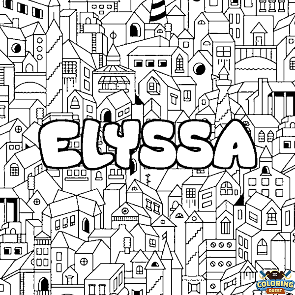 Coloring page first name ELYSSA - City background