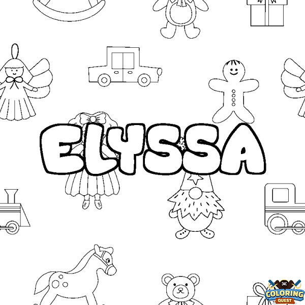 Coloring page first name ELYSSA - Toys background