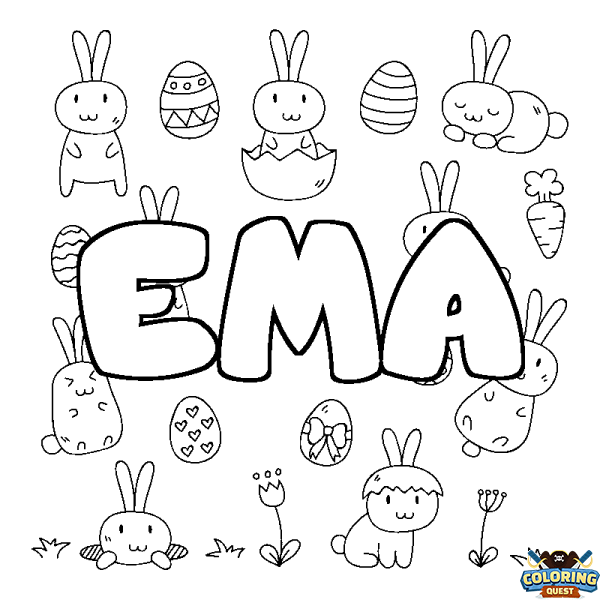 Coloring page first name EMA - Easter background