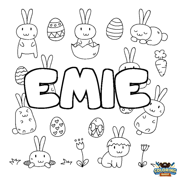 Coloring page first name EMIE - Easter background