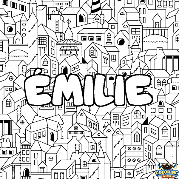 Coloring page first name &Eacute;MILIE - City background