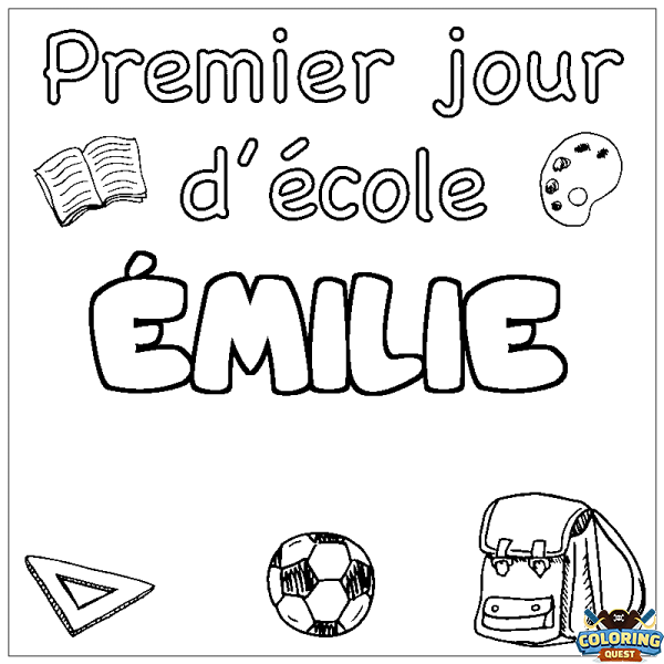 Coloring page first name &Eacute;MILIE - School First day background