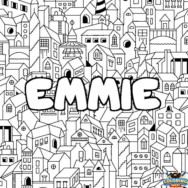 Coloring page first name EMMIE - City background