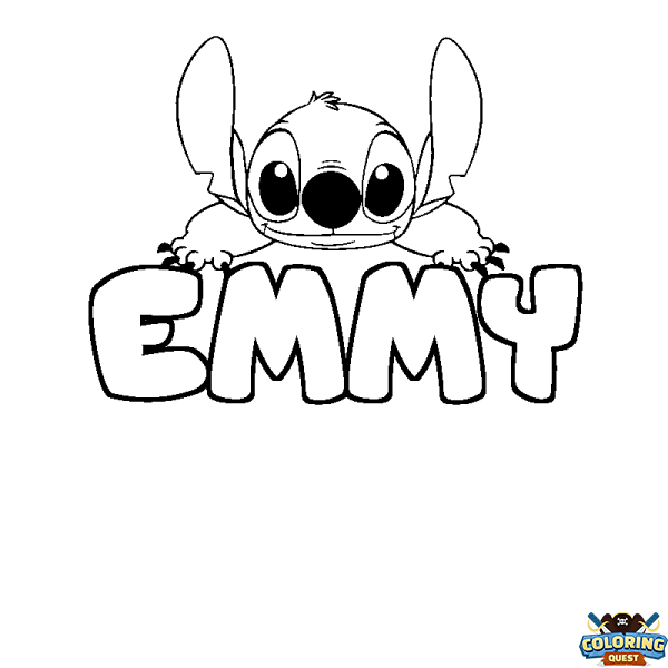 Coloring page first name EMMY - Stitch background