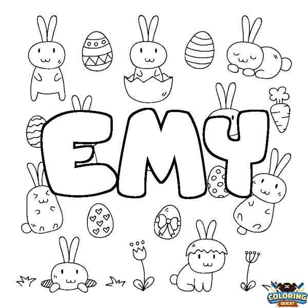 Coloring page first name EMY - Easter background