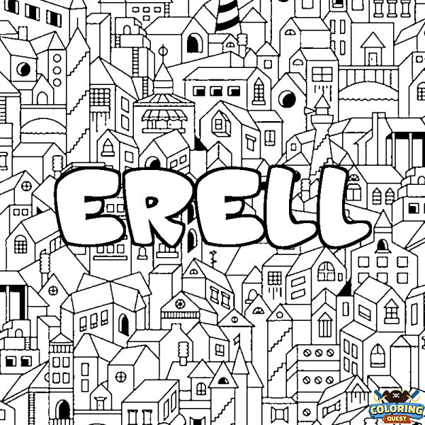 Coloring page first name ERELL - City background