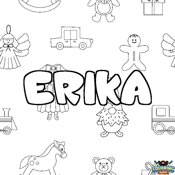 Coloring page first name ERIKA - Toys background