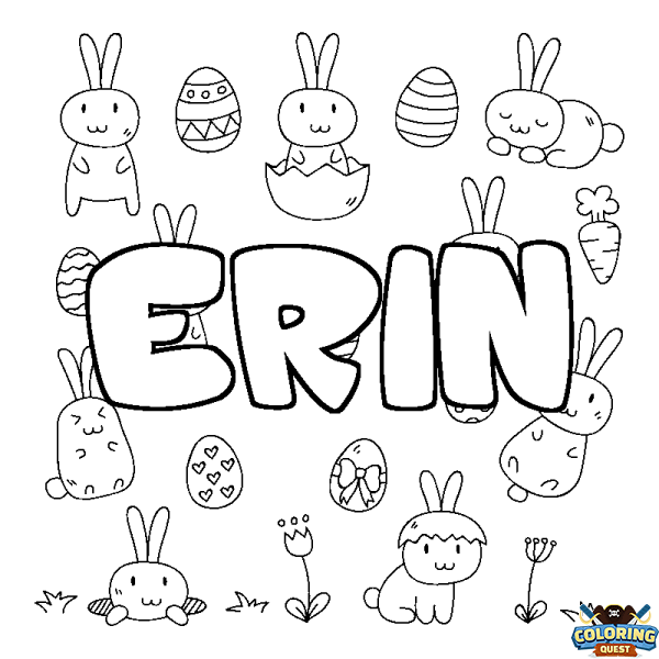 Coloring page first name ERIN - Easter background