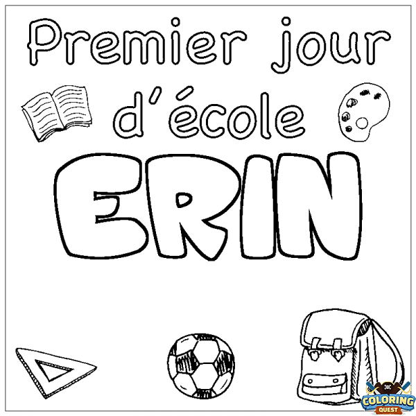 Coloring page first name ERIN - School First day background