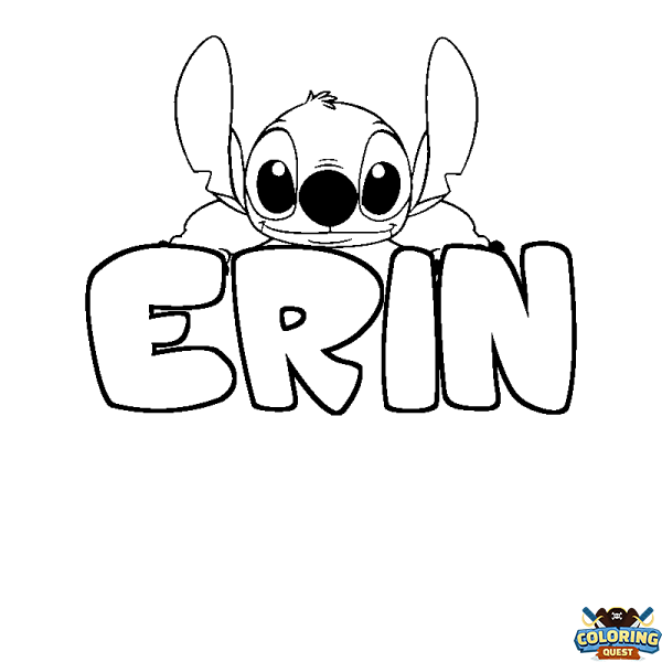 Coloring page first name ERIN - Stitch background