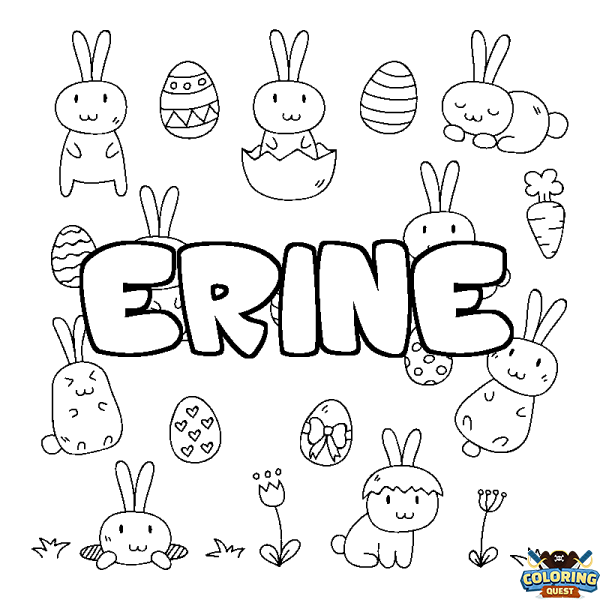 Coloring page first name ERINE - Easter background