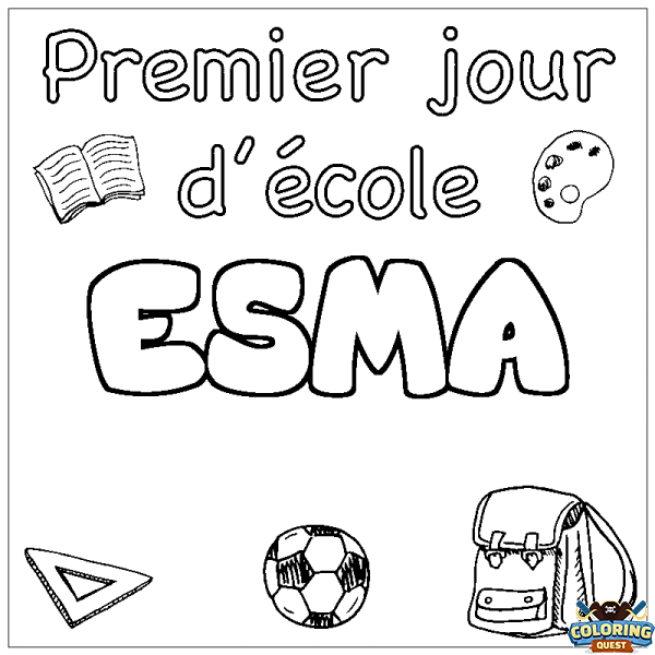 Coloring page first name ESMA - School First day background