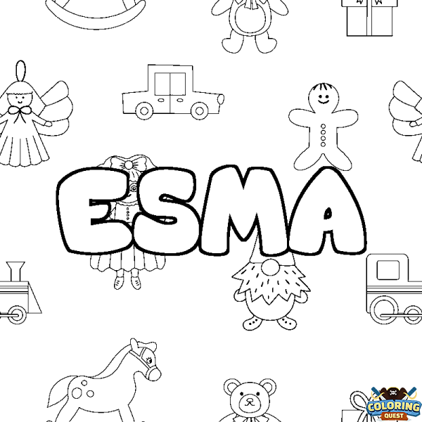 Coloring page first name ESMA - Toys background