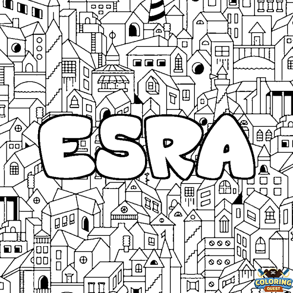 Coloring page first name ESRA - City background