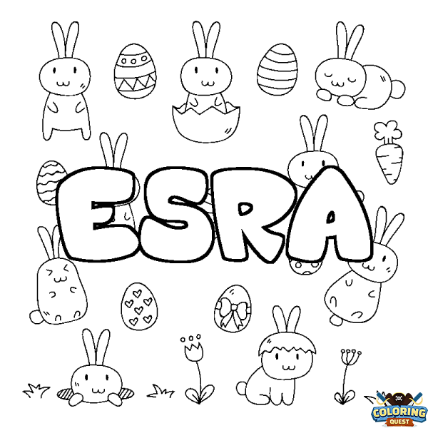 Coloring page first name ESRA - Easter background