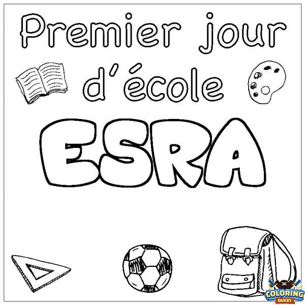 Coloring page first name ESRA - School First day background