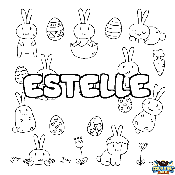 Coloring page first name ESTELLE - Easter background