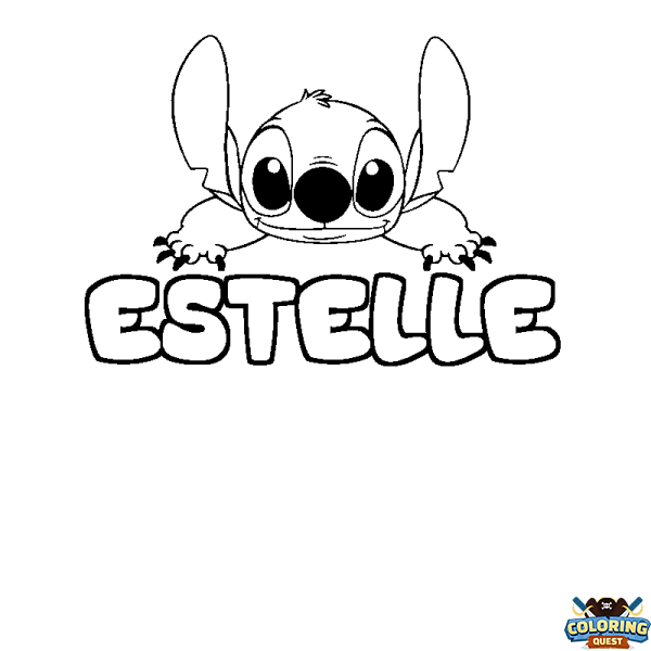 Coloring page first name ESTELLE - Stitch background