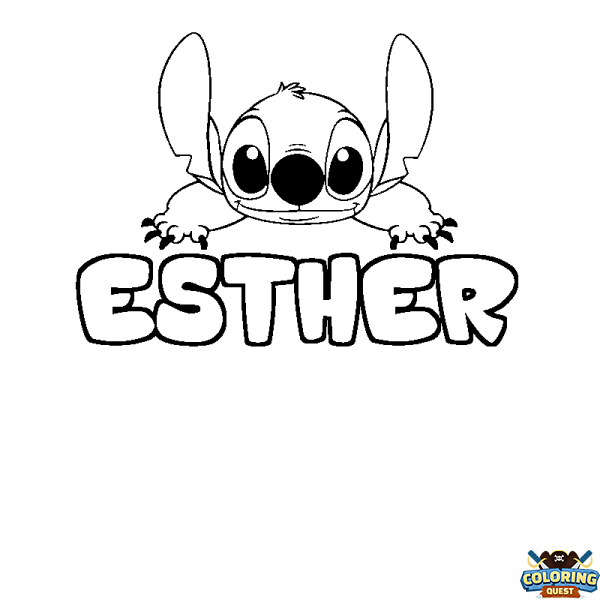 Coloring page first name ESTHER - Stitch background