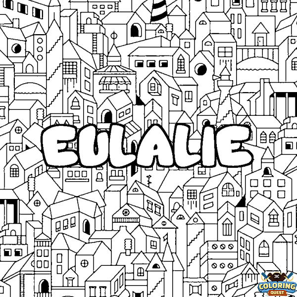 Coloring page first name EULALIE - City background