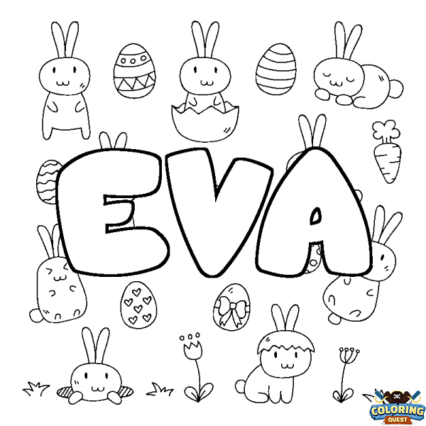 Coloring page first name EVA - Easter background