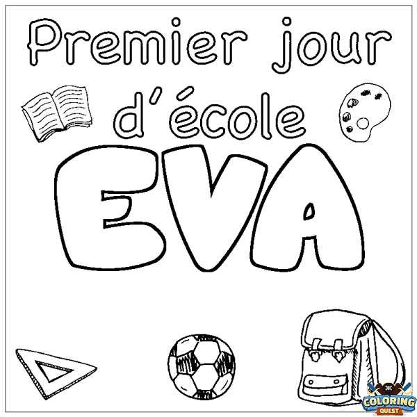 Coloring page first name EVA - School First day background