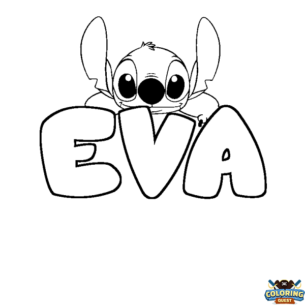 Coloring page first name EVA - Stitch background