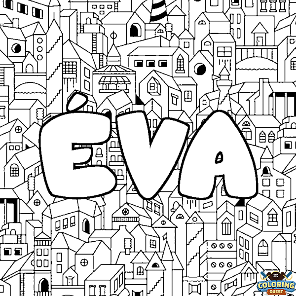 Coloring page first name &Eacute;VA - City background