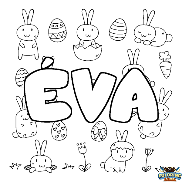 Coloring page first name &Eacute;VA - Easter background