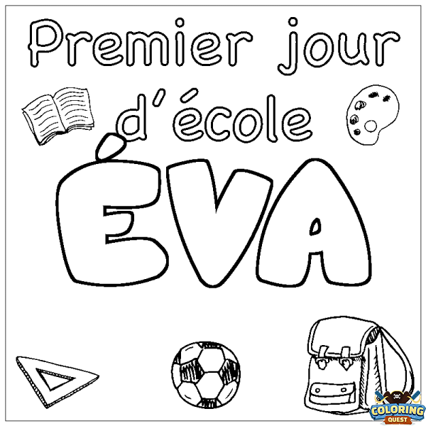 Coloring page first name &Eacute;VA - School First day background