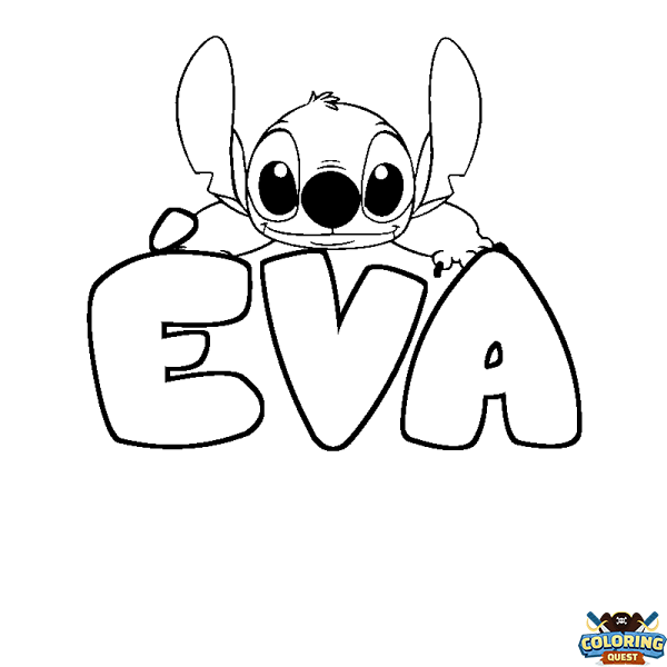 Coloring page first name &Eacute;VA - Stitch background