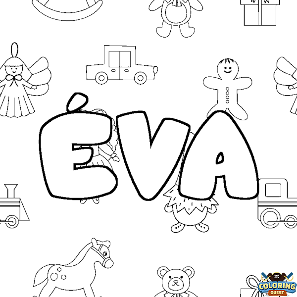 Coloring page first name &Eacute;VA - Toys background