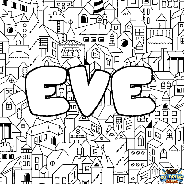 Coloring page first name EVE - City background