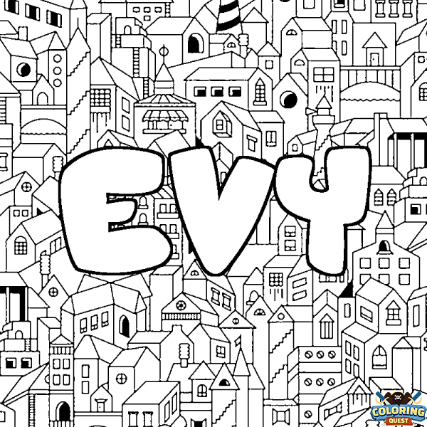 Coloring page first name EVY - City background