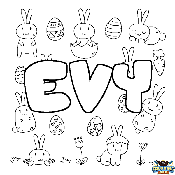 Coloring page first name EVY - Easter background