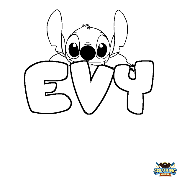 Coloring page first name EVY - Stitch background